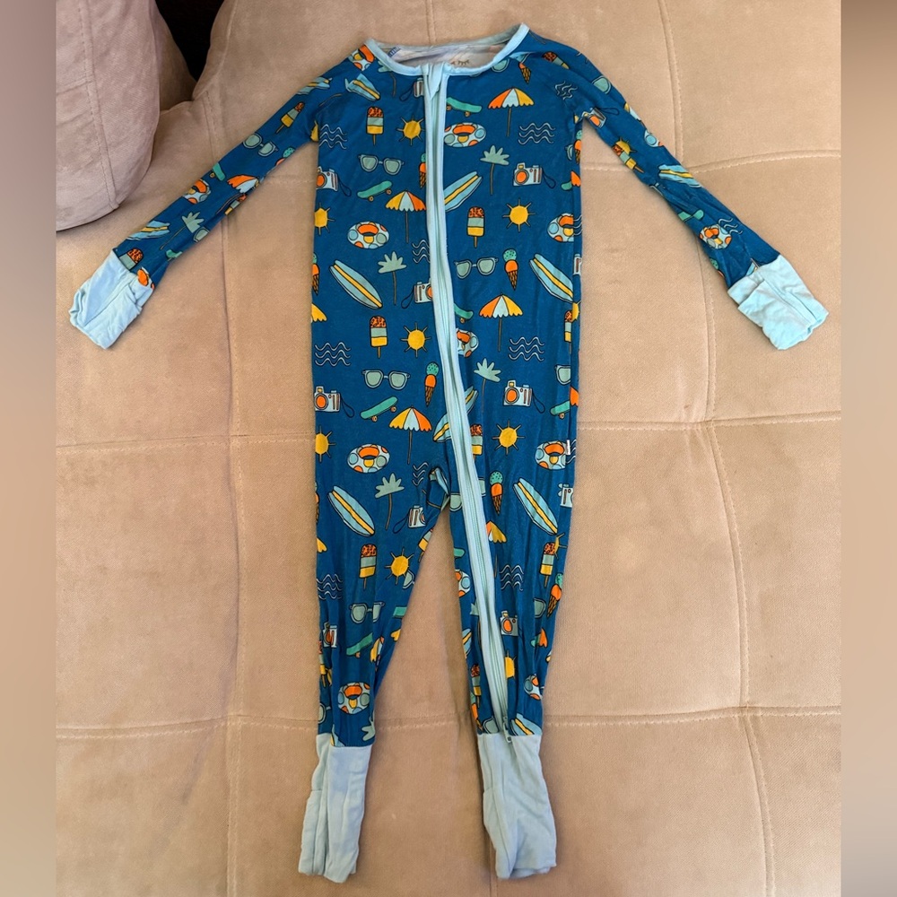 Little Sleepies Zippy Blue with Fun Summer Prints